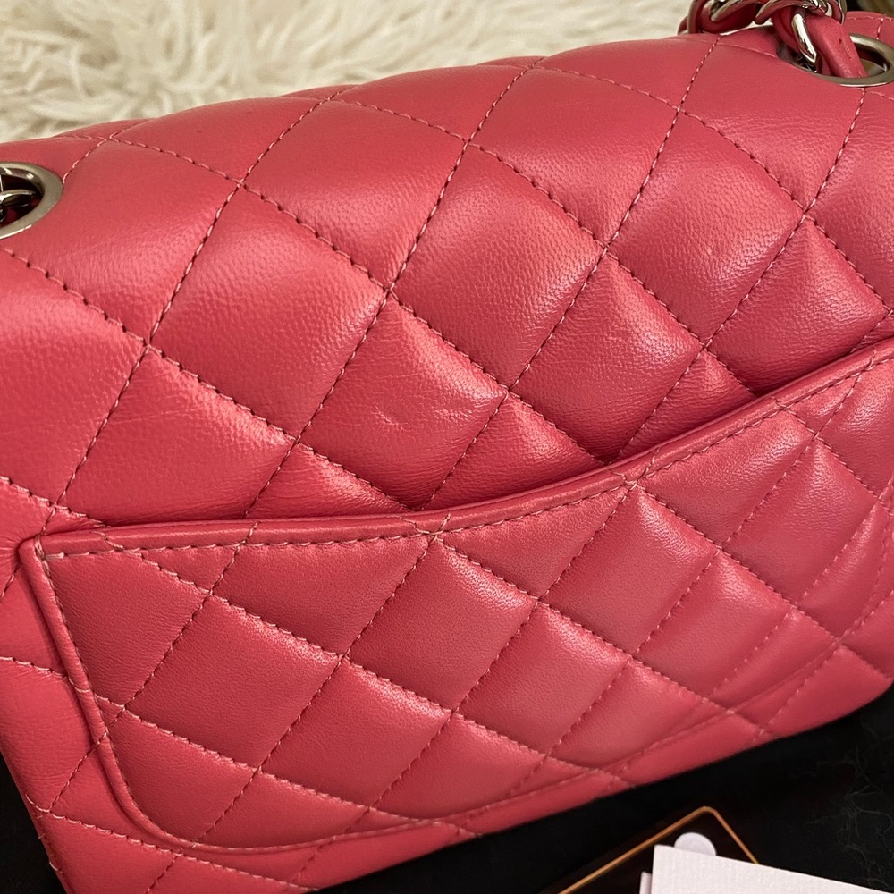 CHANEL pink lambskin square mini bag - Picture 12 of 16